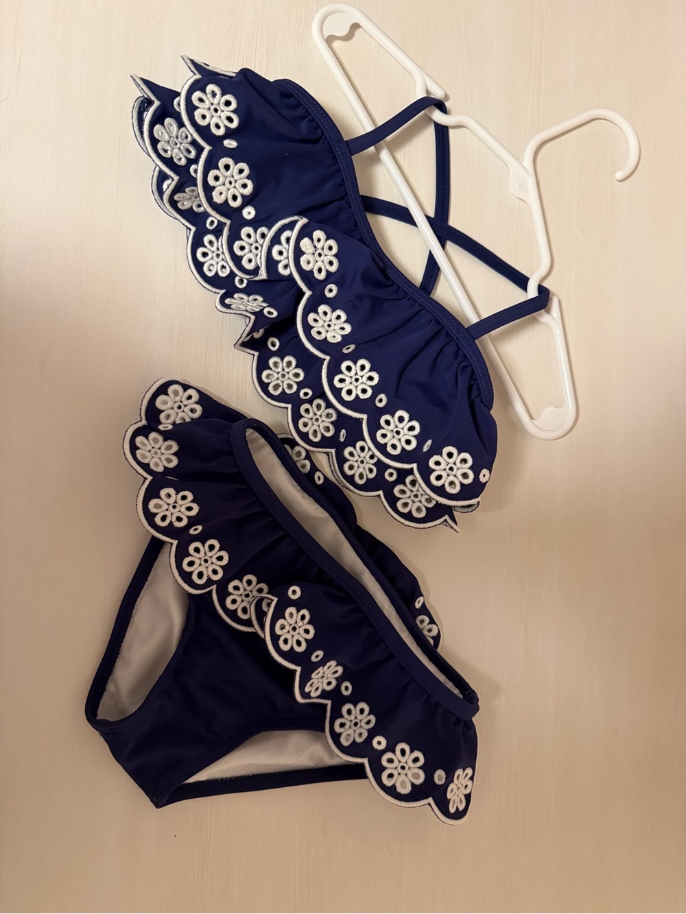 Janie and Jack Navy Blue Floral Trim Two-Piece Swim Set